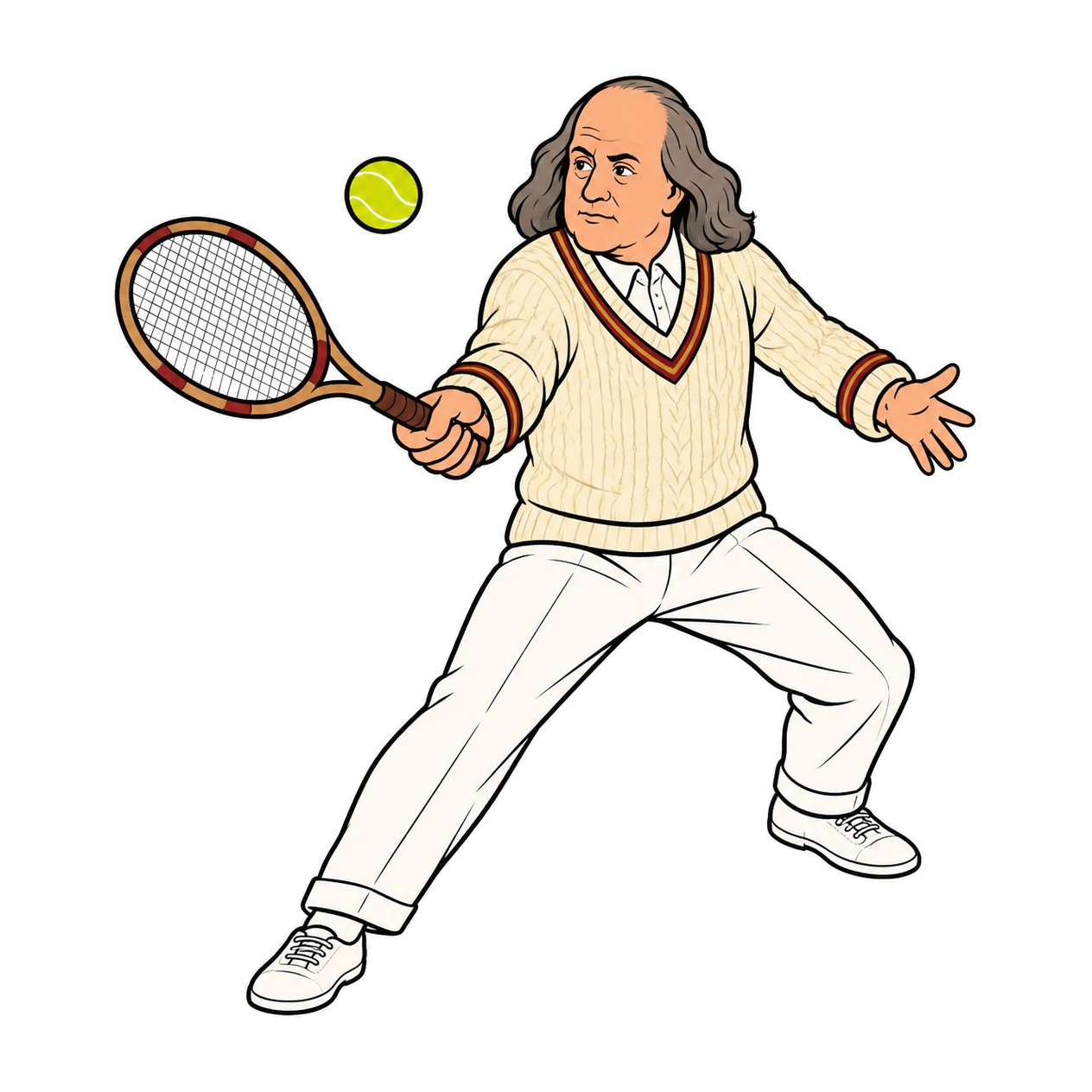 Benjamin Franklin, Club Whites tennis illustration