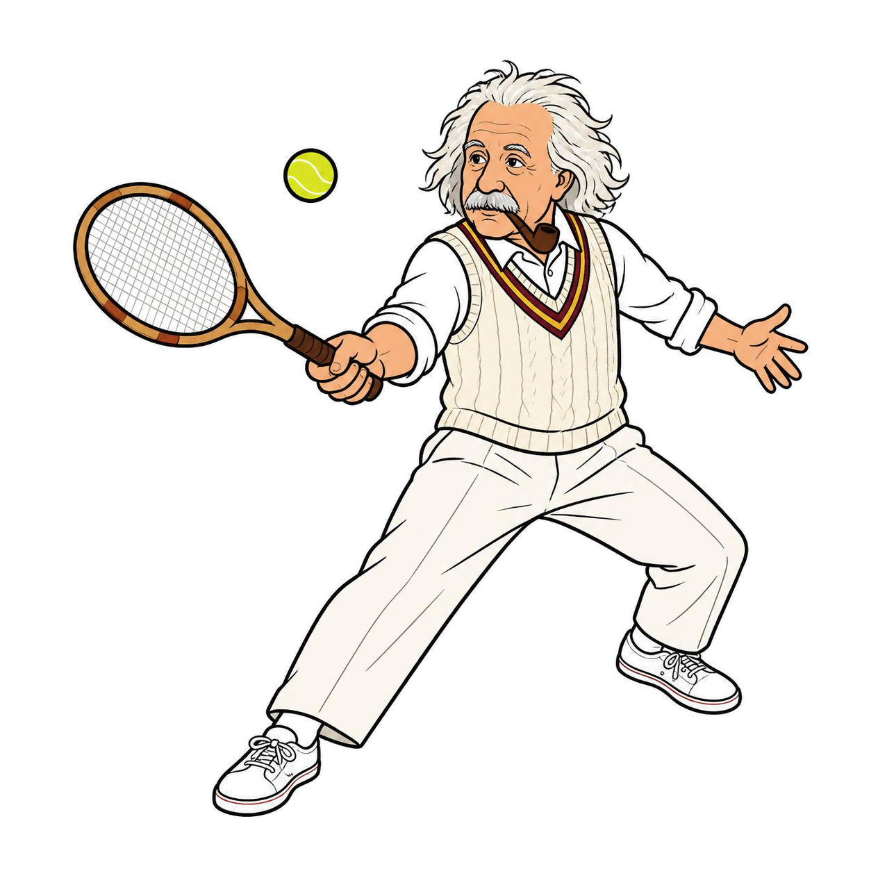 Albert Einstein, Club Whites tennis illustration