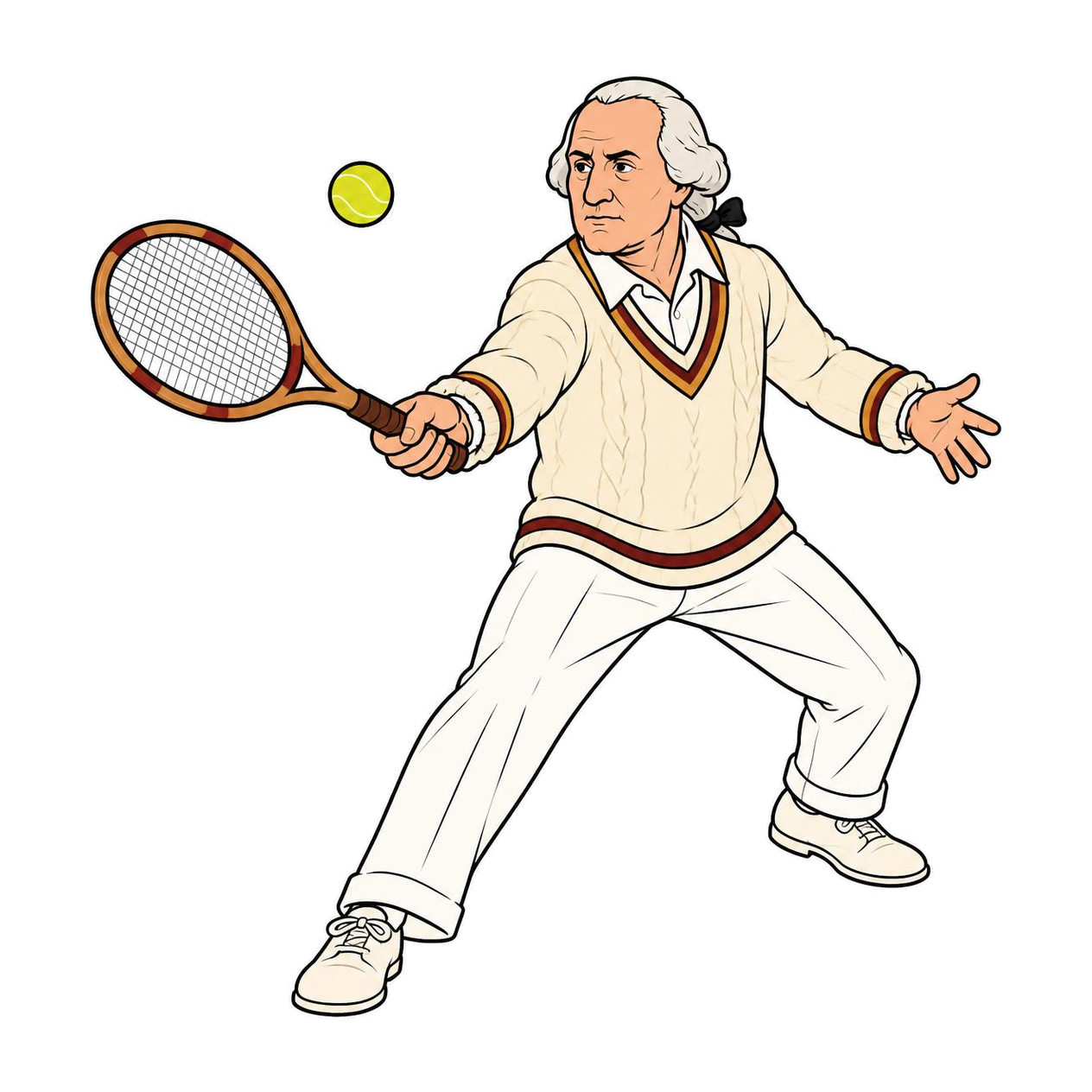 George Washington, Club Whites tennis illustration