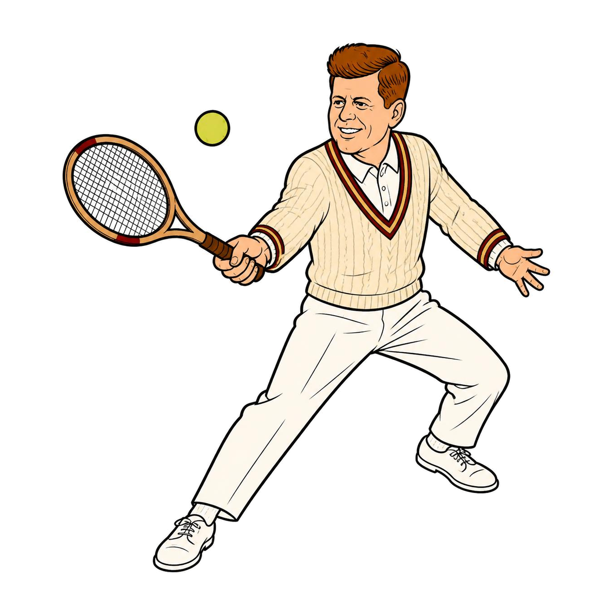 John F. Kennedy, Club Whites tennis illustration