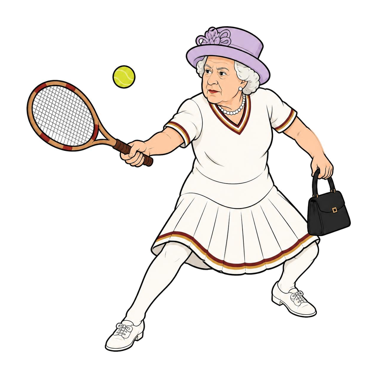 Queen Elizabeth II, Club Whites tennis illustration